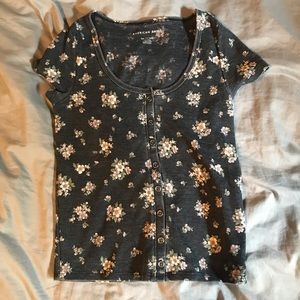Floral black american eagle t-shirt